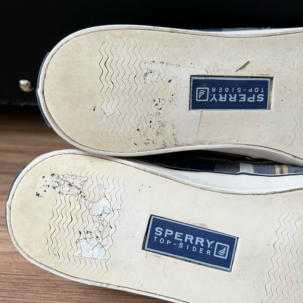 Women’s Sperry Blue Plaid Top-Siders - Picture 11 of 14